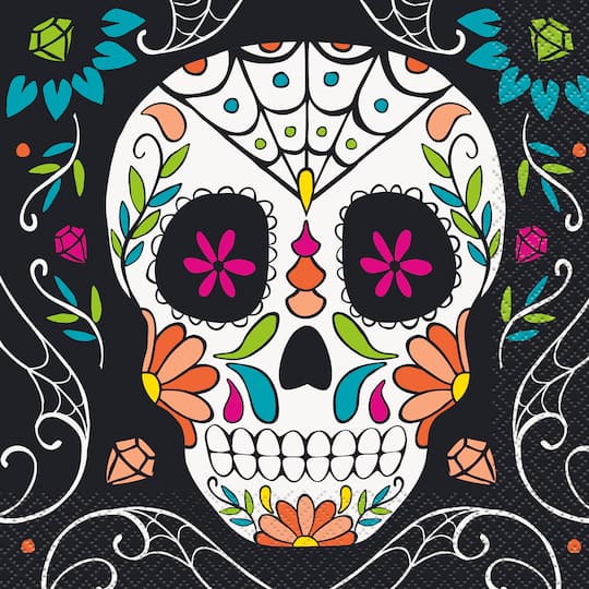 Sugar Skull Paper Napkins Day Of The Dead Party Supplies